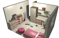 3D návrh pokoje na míru pro děti. 