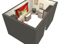 Studentský pokoj na míru ve 3D . Vybráno z řady nábytku Trend. . Viz perokresby a vzorníky lamina. 
