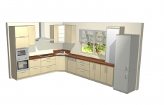 kuchyň bříza- návrh ve 3D 