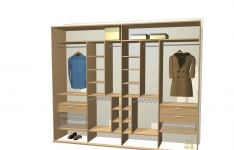 Návrh vestavěné skříně ve 3D. Skříně se navrhují dle požadavků zákazníka. 