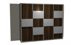 Návrh vestavěné skříně ve 3D. Dělené dveře .. Skříně se navrhují dle požadavků zákazníka. 