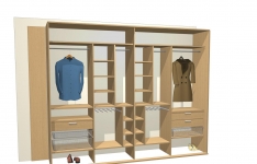 Návrh vestavěné skříně ve 3D. Skříně se navrhují dle požadavků zákazníka. 