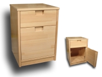 Noční stolek se zásuvkou a dvířkem -česká výroba. rozměr - 40x56x40 cm, masivní dřevo - buk, dub, akát, bříza a ořech. 